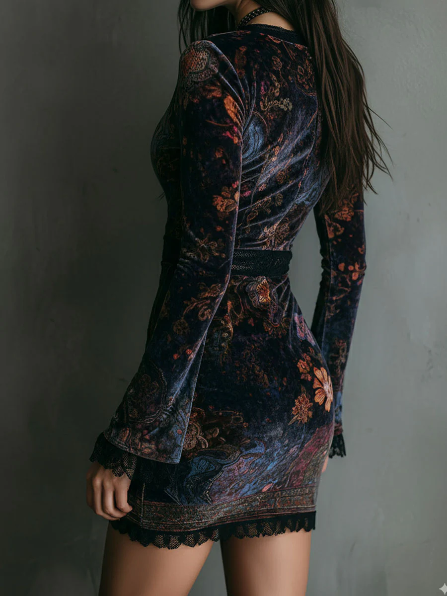 Lia ❘ Petite Floral Velvet Dress
