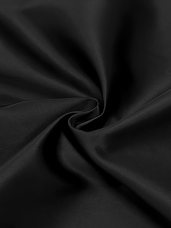 Long Sleeves Puff Sleeves Buttoned Solid Color Deep V-Neck Midi Dresses