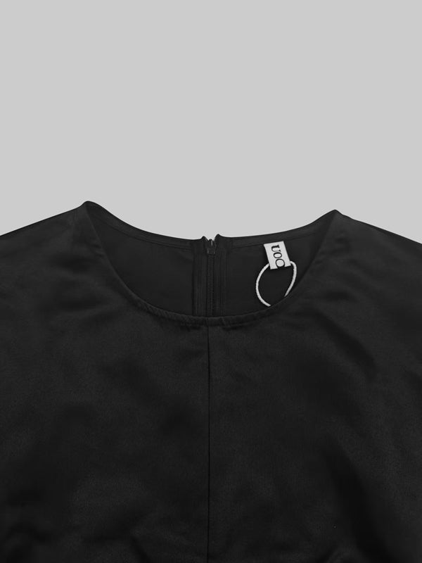 Long Sleeves Solid Color Round-Neck Midi Dresses