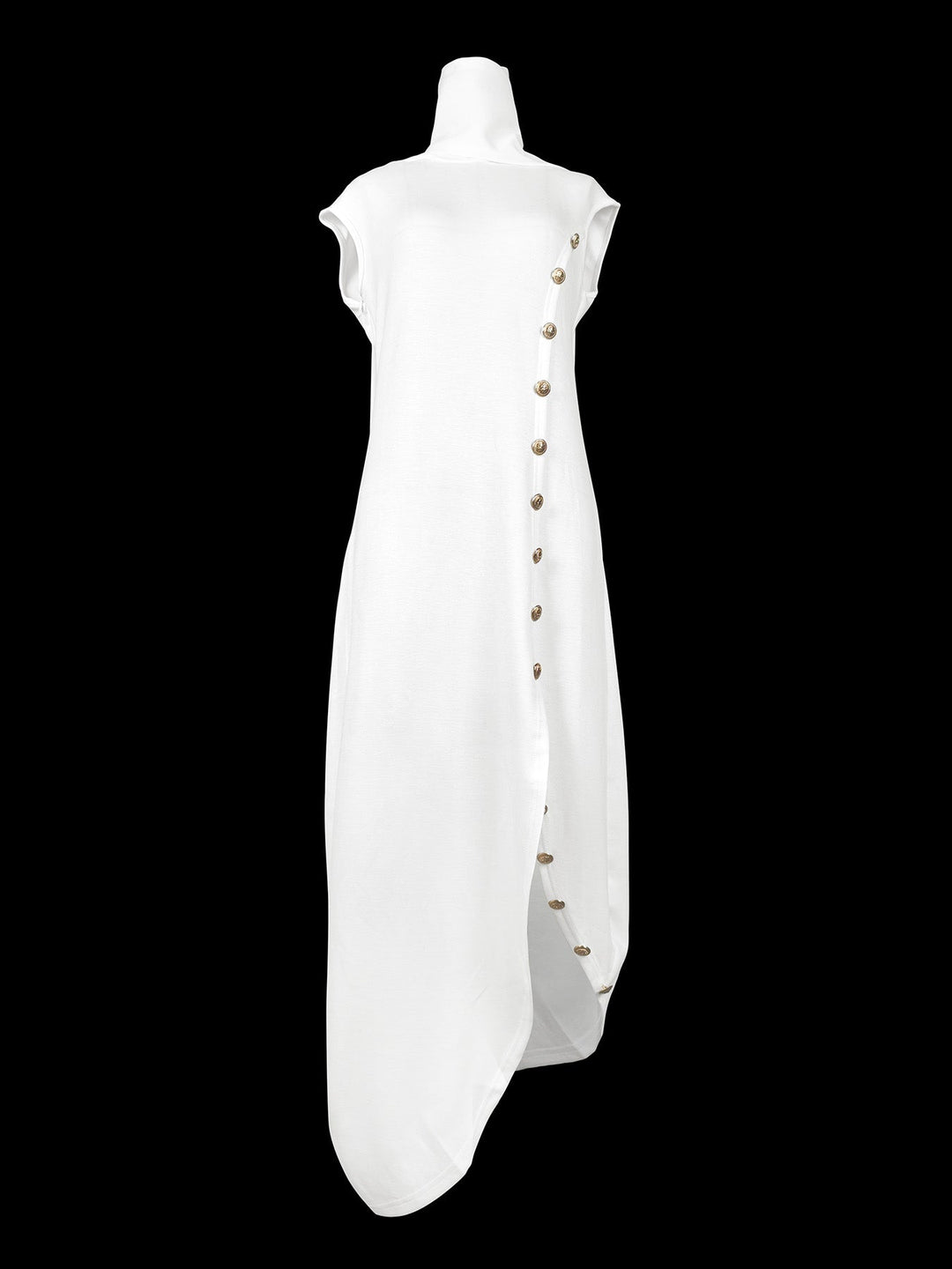 Flowy Sleeveless Solid Color Maxi Dress with Split-Side and Shawl Collar