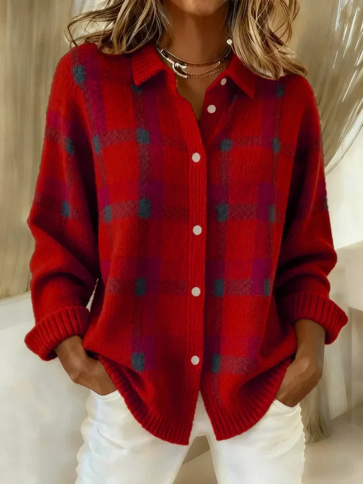 Victoria | Retro Plaid Sweater with Casual Contrast