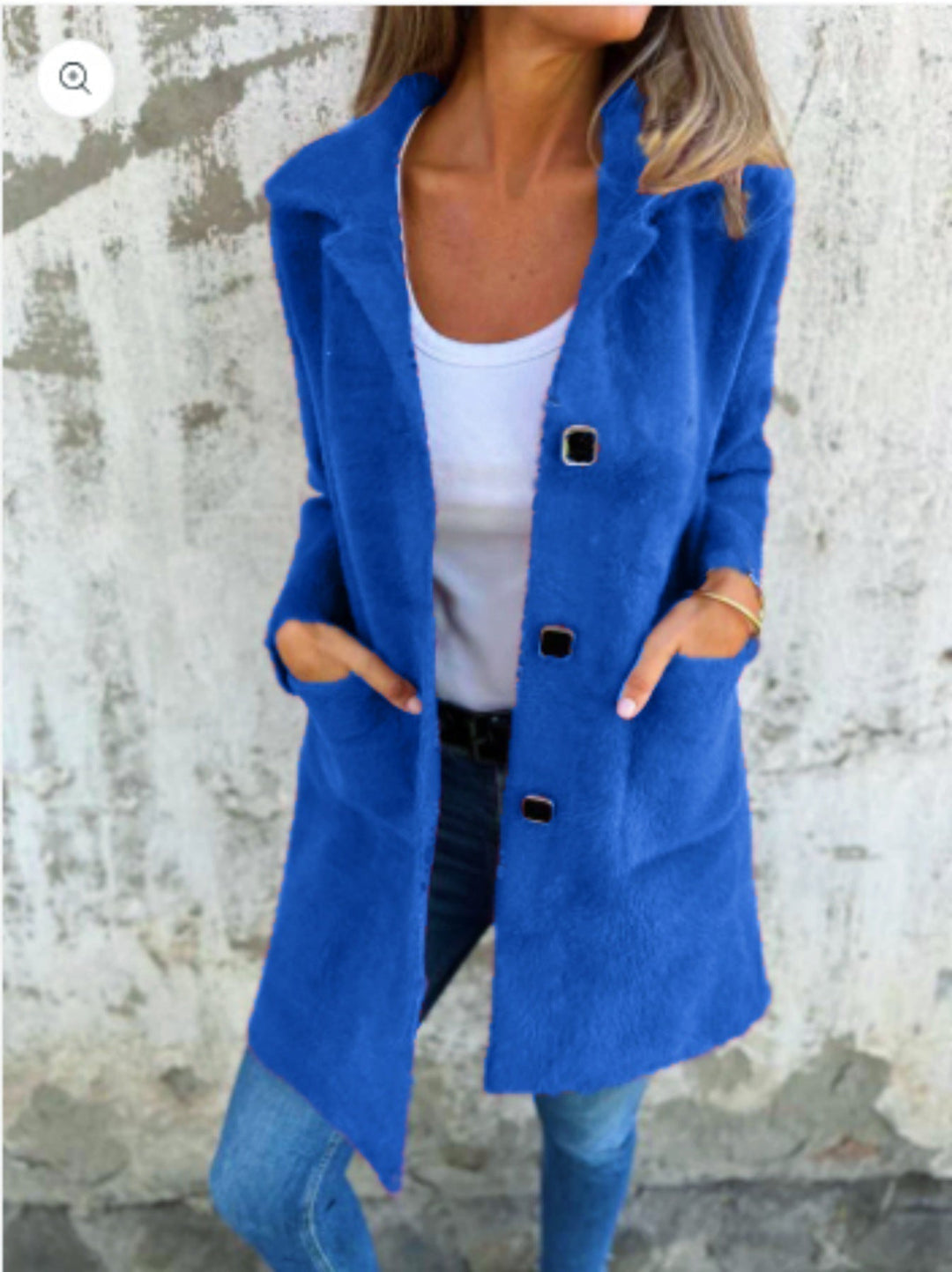Morwenna | Long Sleeve Button Coat with Pockets