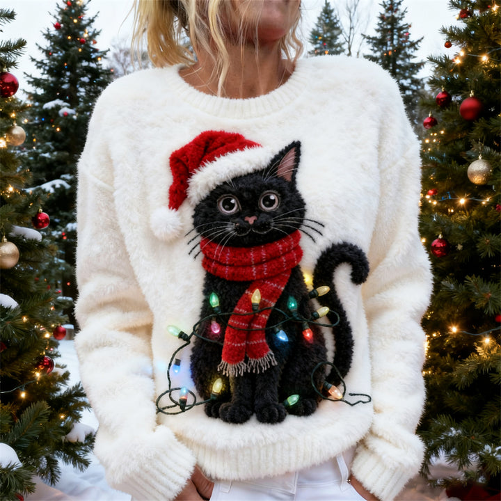 Ava™ | Christmas Lights Cat Soft Plush Sweater