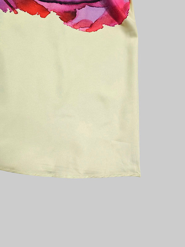 Floral Print Pleated Midi Shirt Dress with Long Sleeves, Tied Waist, and Split-Joint Design