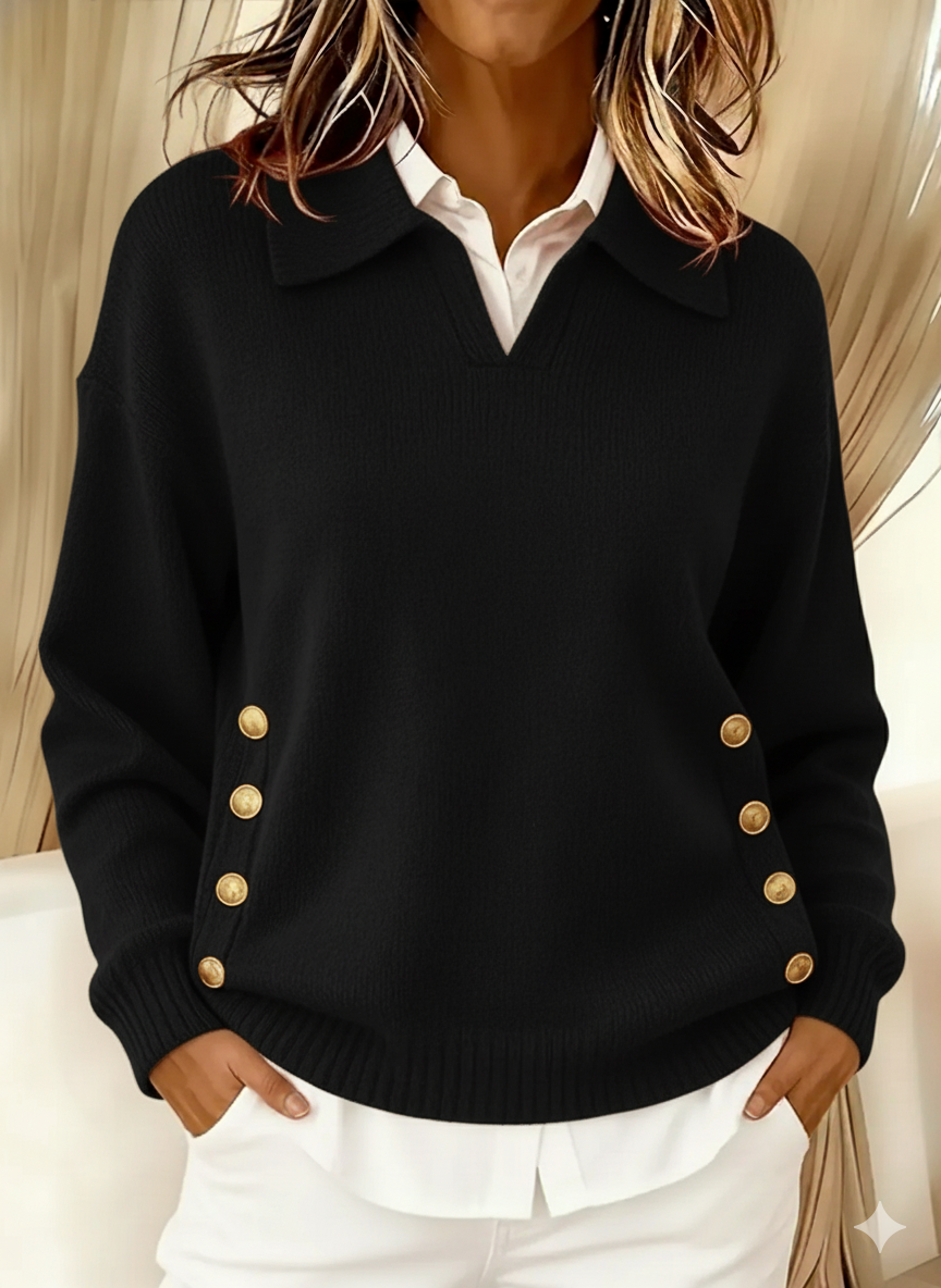 Rosie™ | Comfortable Metal Buckle Pullover Knit Sweater