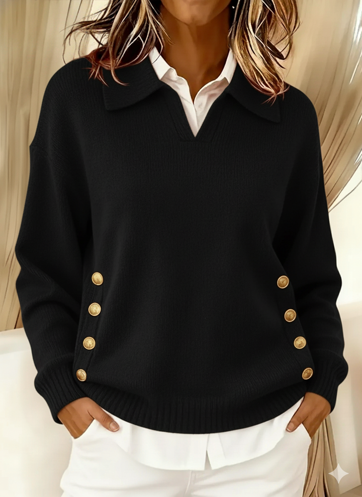 Rosie™ | Comfortable Metal Buckle Pullover Knit Sweater