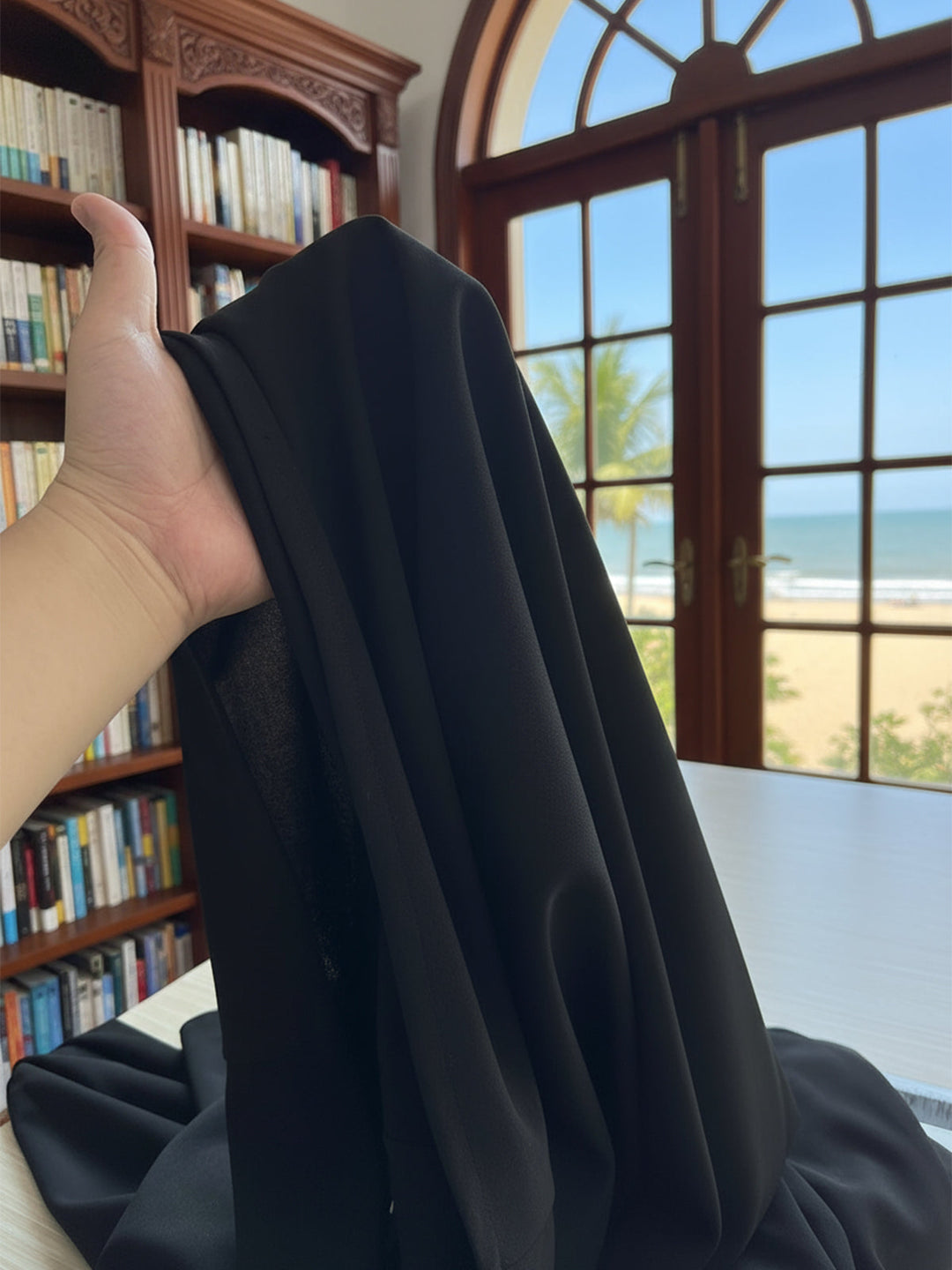 Long Sleeve Solid Color Deep V-Neck Maxi Dress