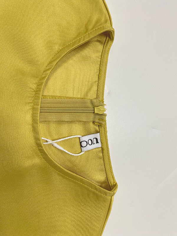 Solid Color A-Line Maxi Dress with Loose Pleats and Tiered Round Neck Design