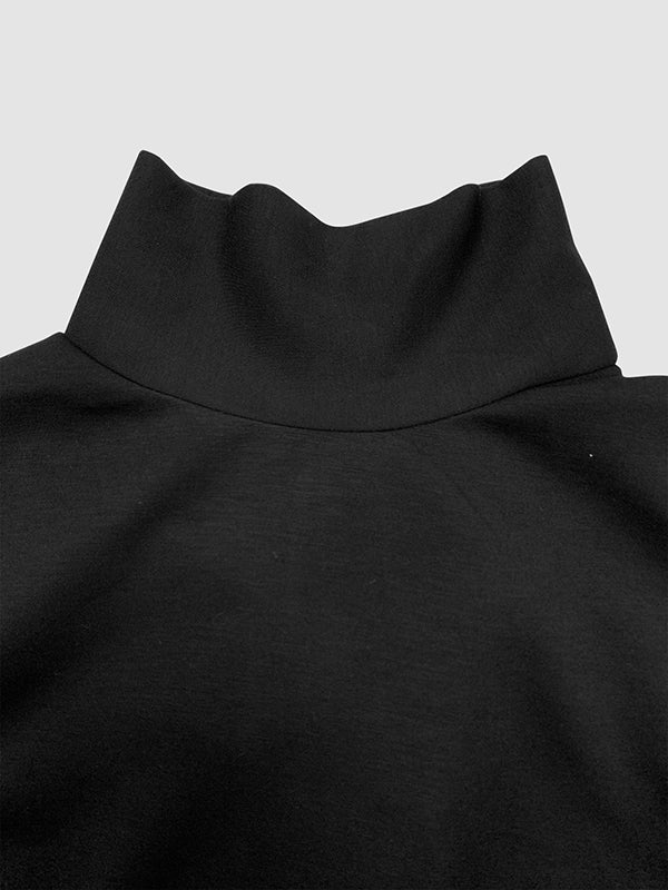 Long Sleeve Asymmetric Button-Up Mock Neck Maxi Dress with Side Slits