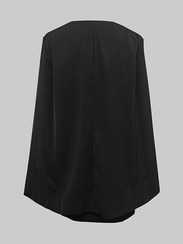 Cape Split-Joint Tied Waist V-Neck Mini Dresses