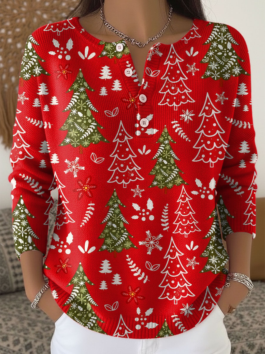 Ella™ – Festive Button-Detail Christmas Sweater