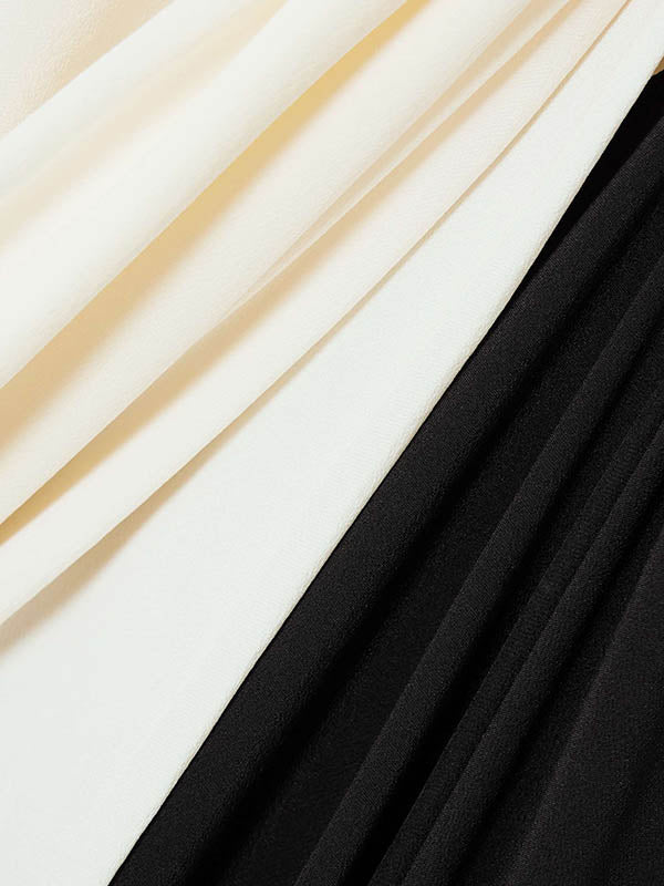 Long Sleeves Loose Contrast Color V-Neck Evening Dresses Maxi Dresses