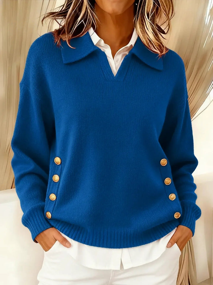 Rosie™ | Comfortable Metal Buckle Pullover Knit Sweater