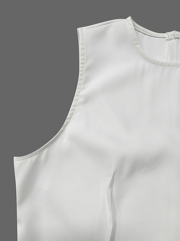 Sleeveless Solid Color Round-Neck Maxi Dresses