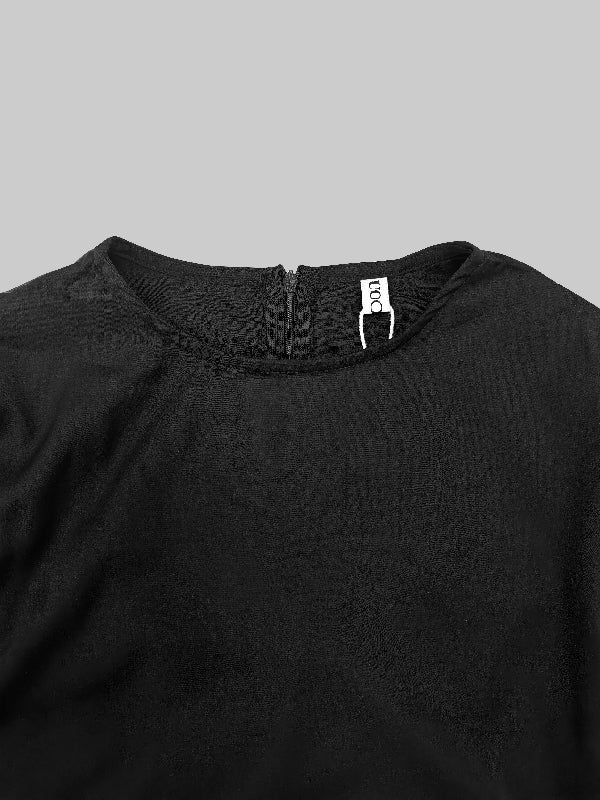 Maxi Evening Dress with Cape, High-Low Pleats, Solid Color, and Split Joint Round Neck