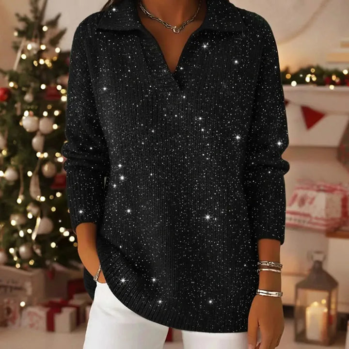 Ella™ - Starry Sky Collared Long Sleeved Sweater